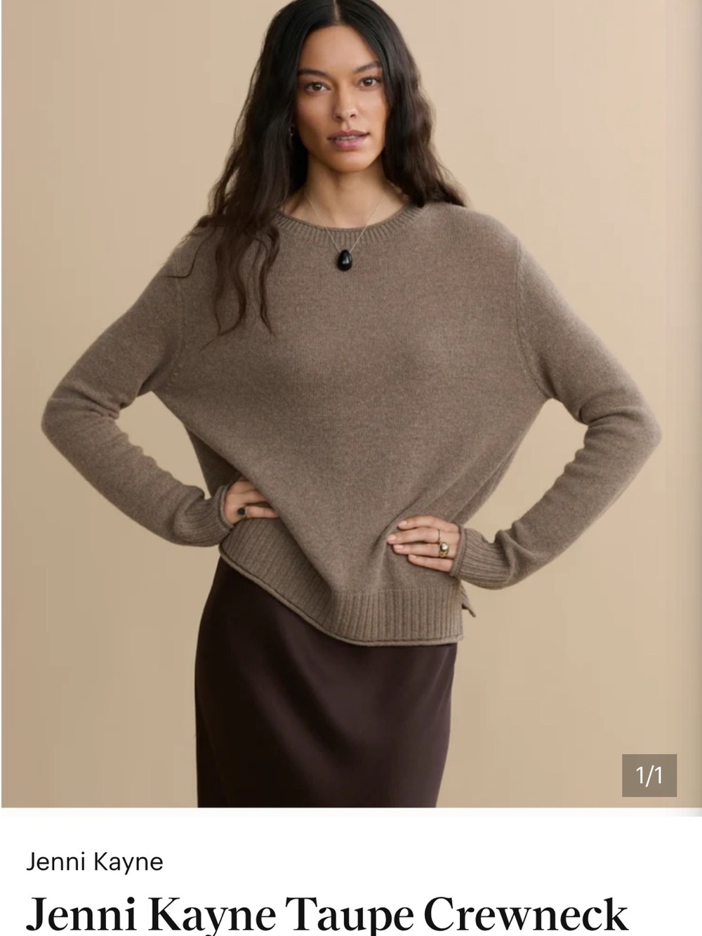 Jenni Kayne Taupe Crewneck Pullover Sweater